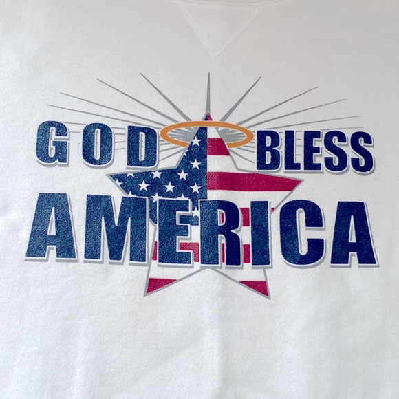 Vintage cropped God Bless America screen printed sweatshirt - Picture 2 of 7